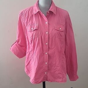Tommy Hilfiger Neon Pink Button Down Blouse, Size: XL